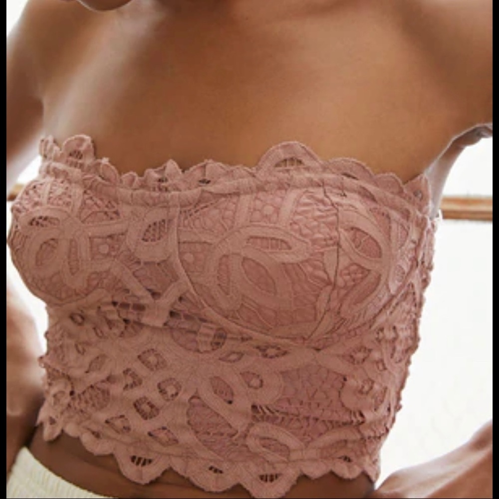 NWOT Free people Adella lace corset bralette bra in mink size medium